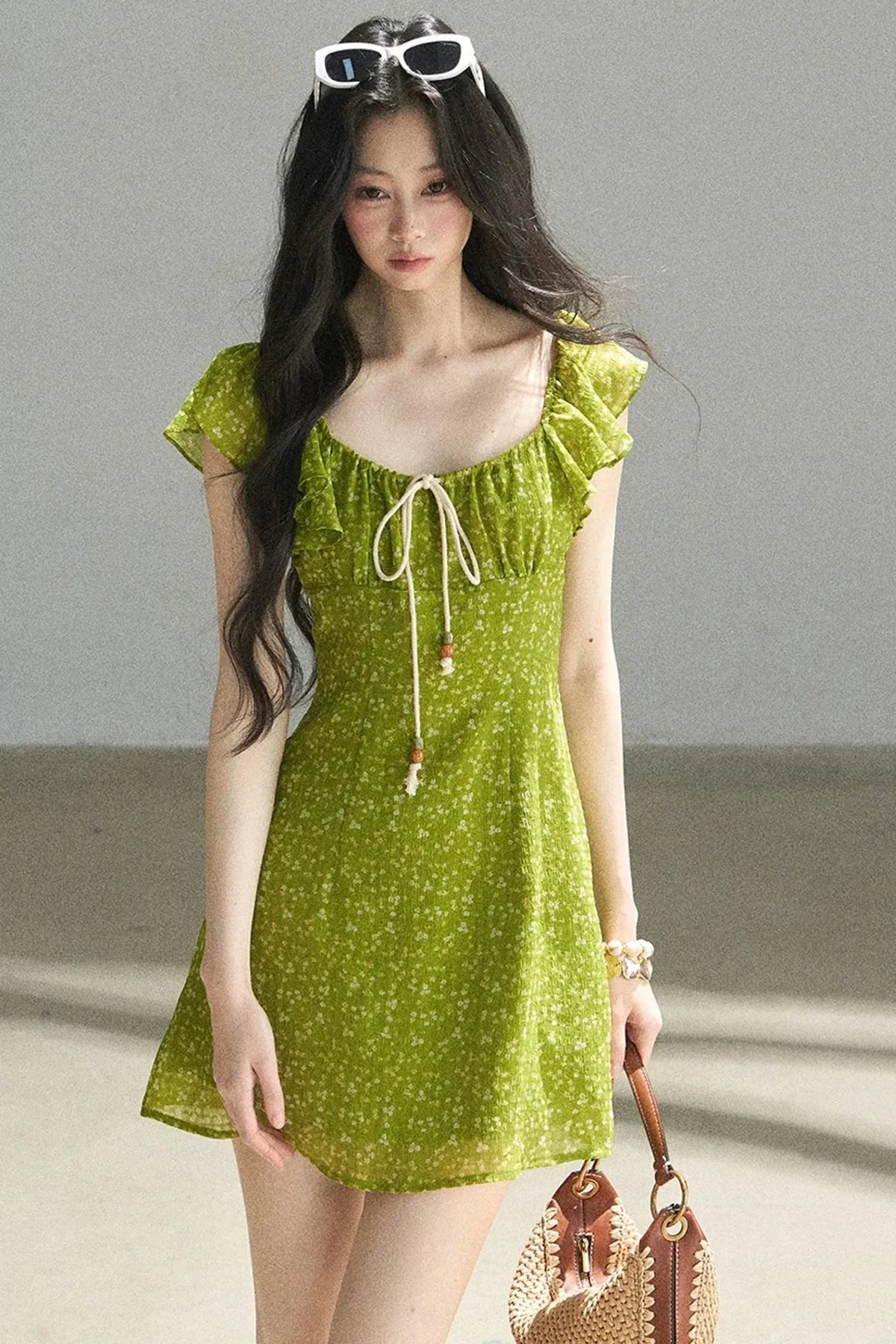 French Floral Chiffon Dress