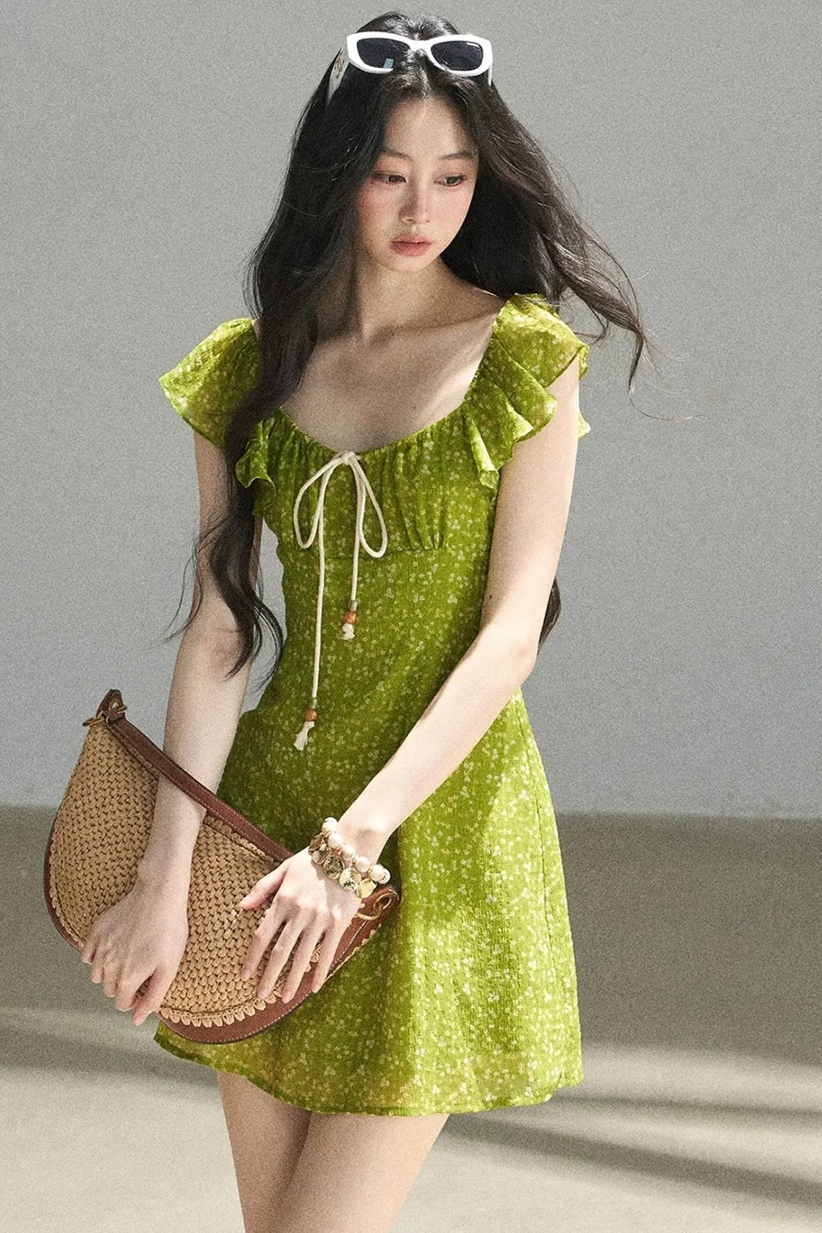 French Floral Chiffon Dress