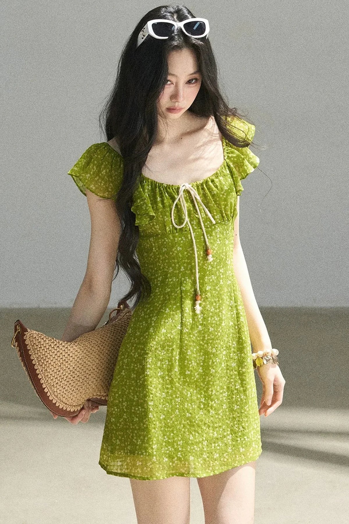 French Floral Chiffon Dress