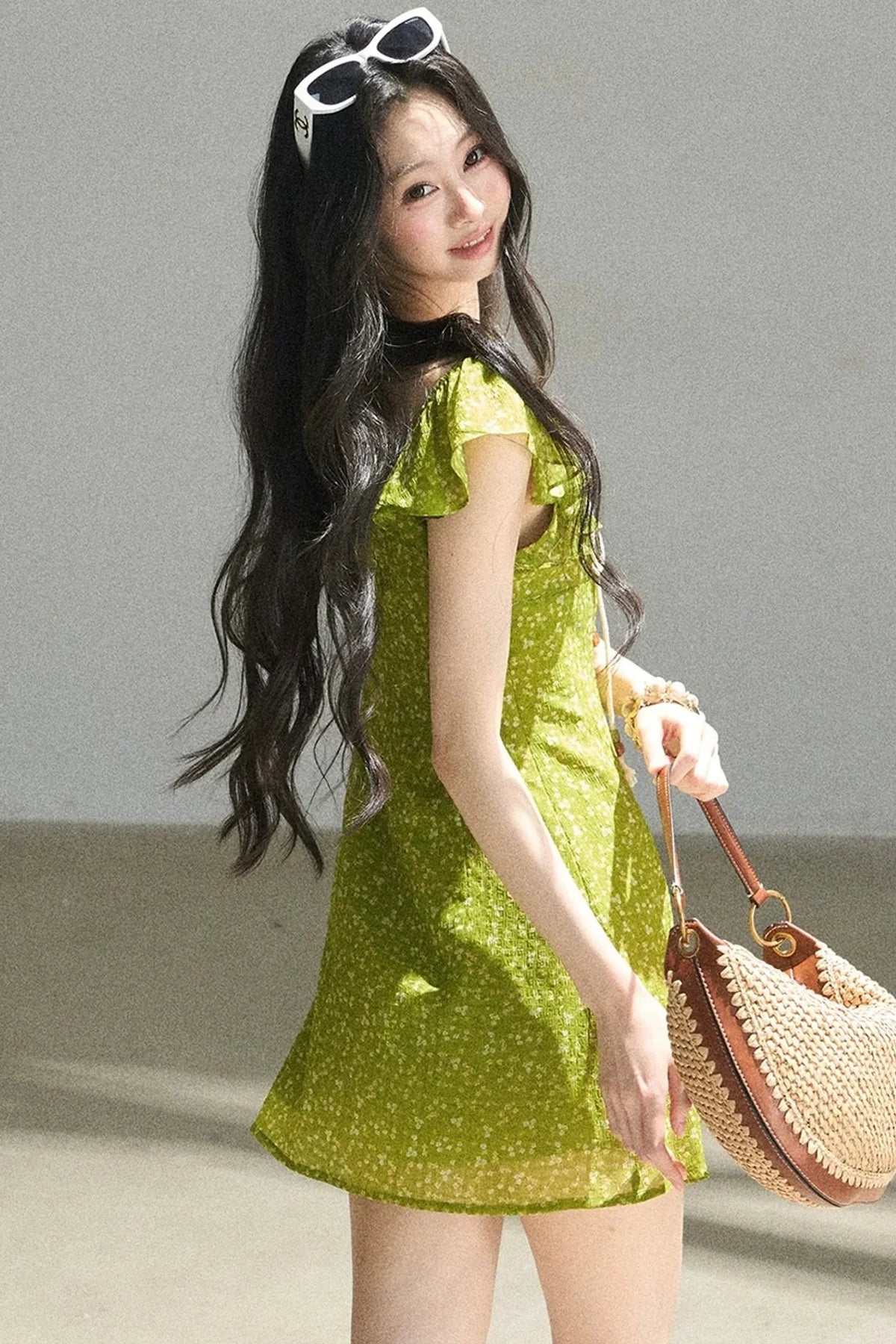 French Floral Chiffon Dress