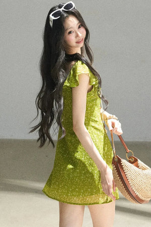 French Floral Chiffon Dress