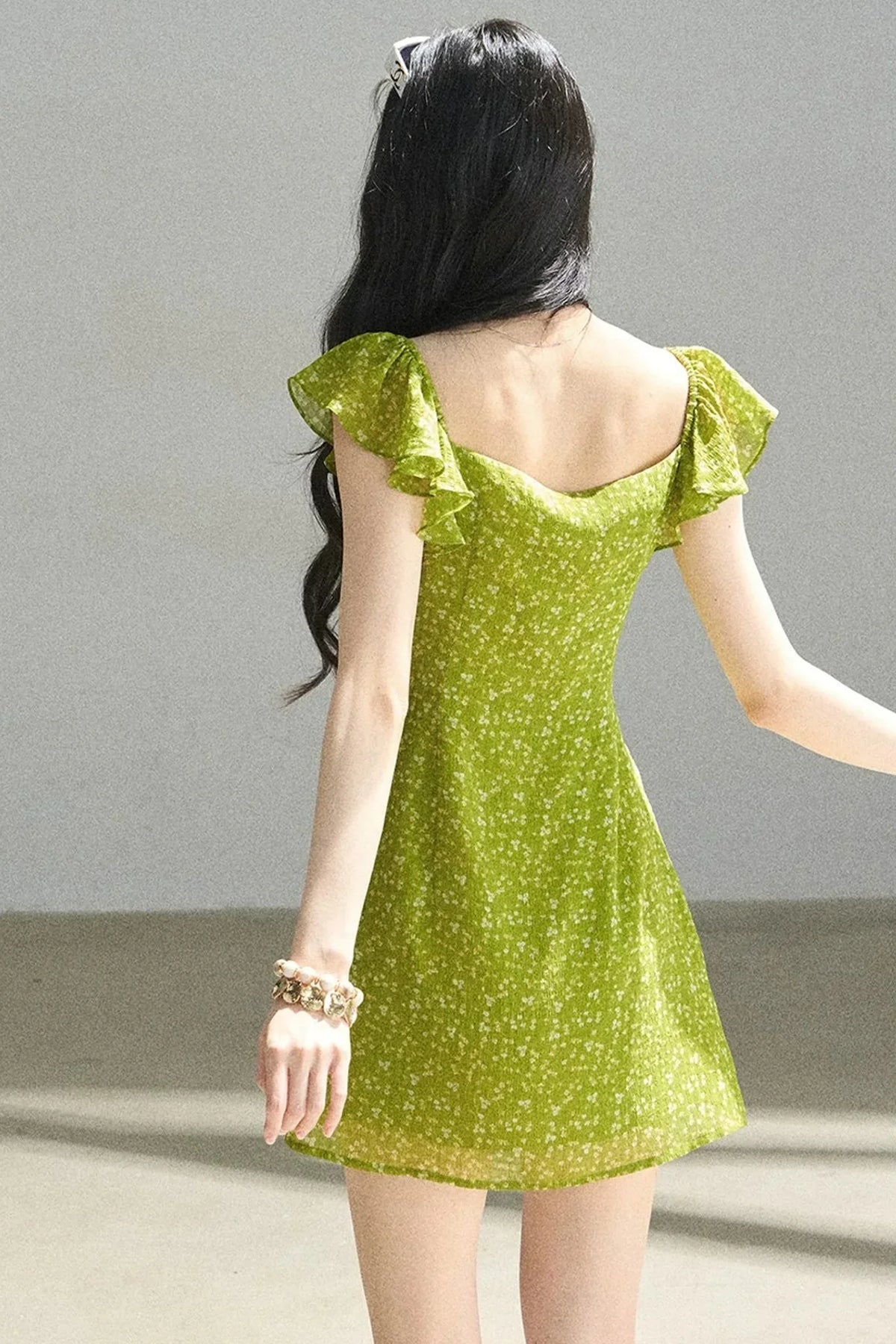 French Floral Chiffon Dress