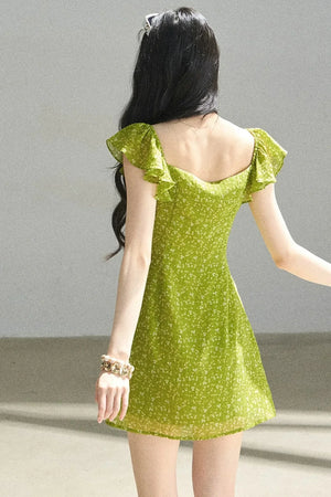 French Floral Chiffon Dress