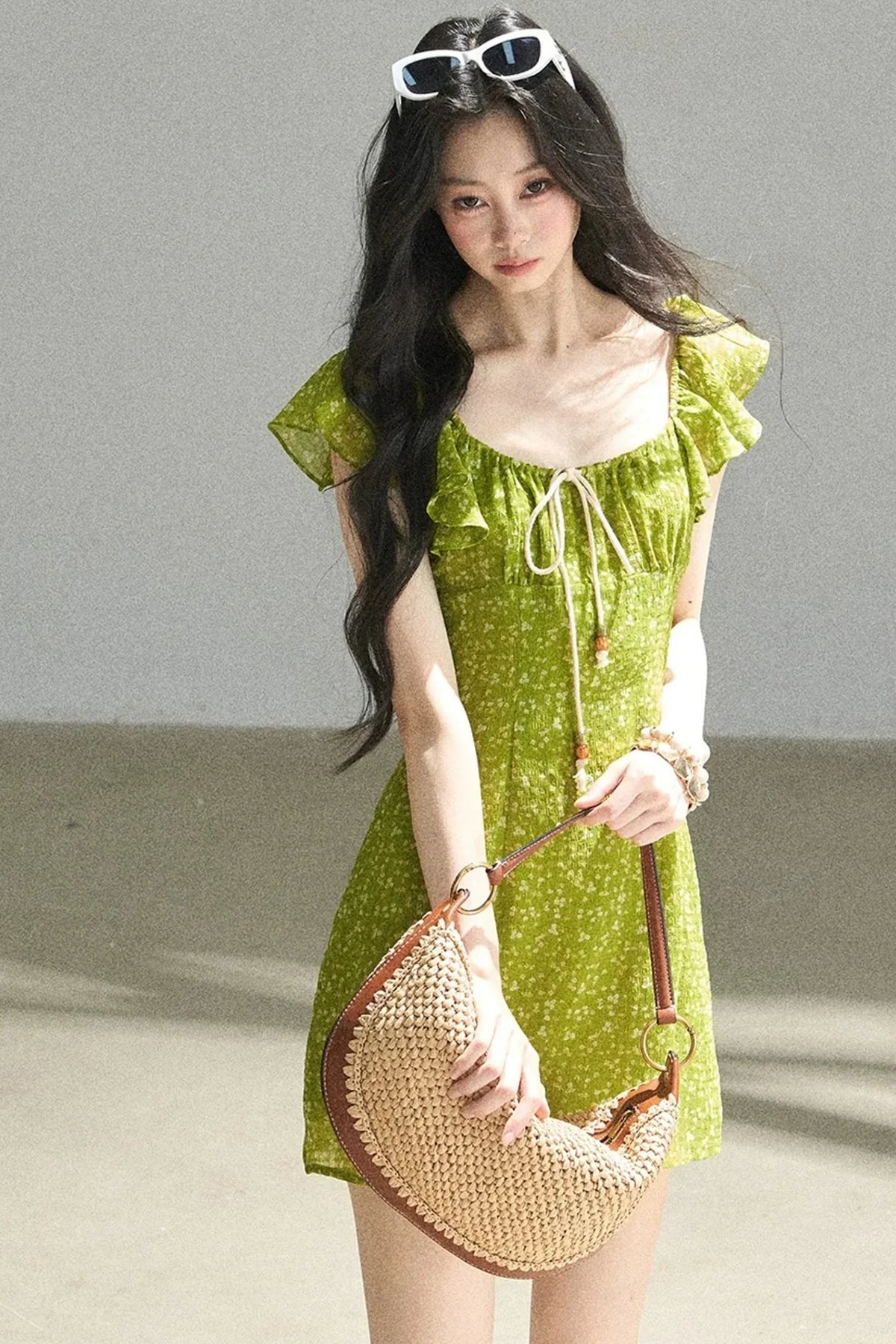 French Floral Chiffon Dress