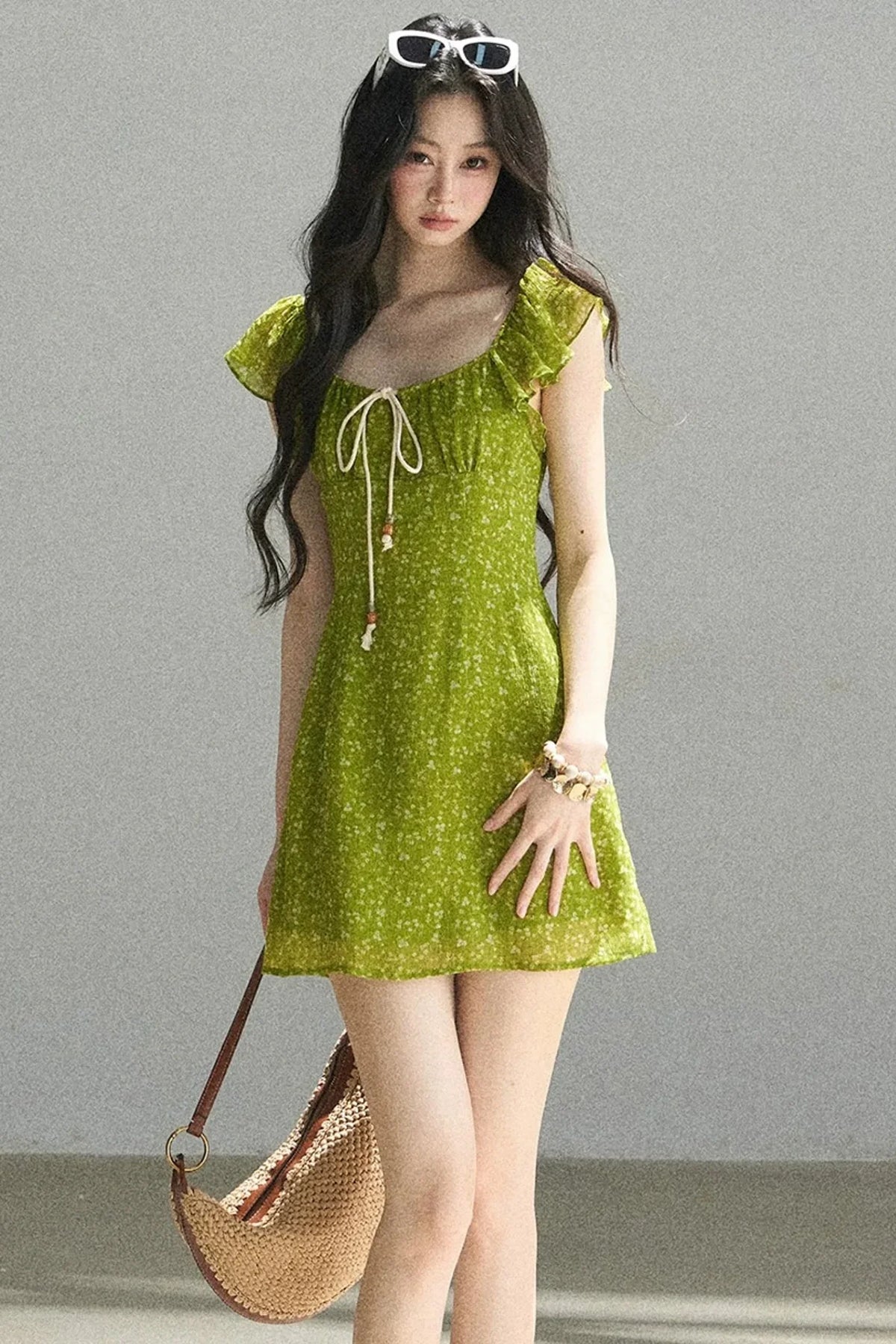 French Floral Chiffon Dress