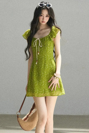 French Floral Chiffon Dress