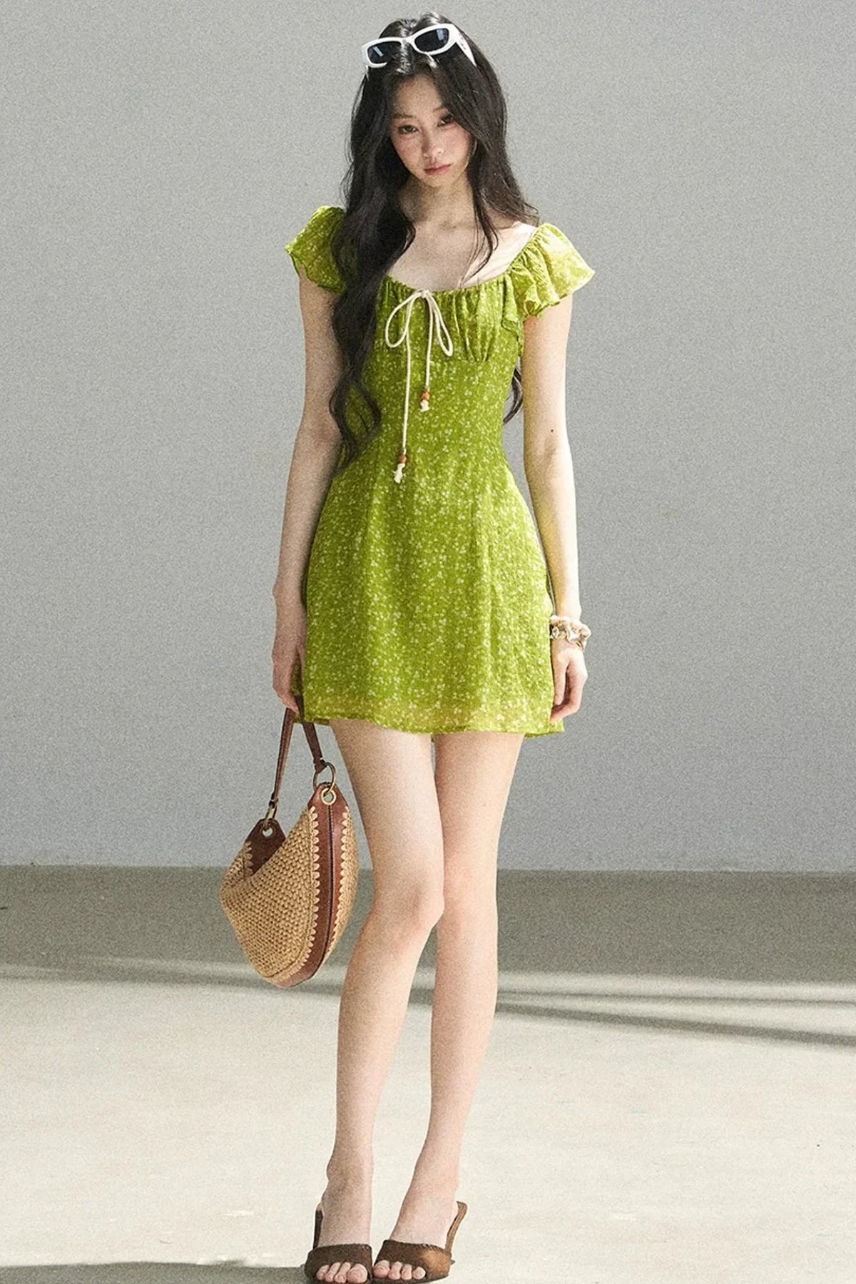 French Floral Chiffon Dress
