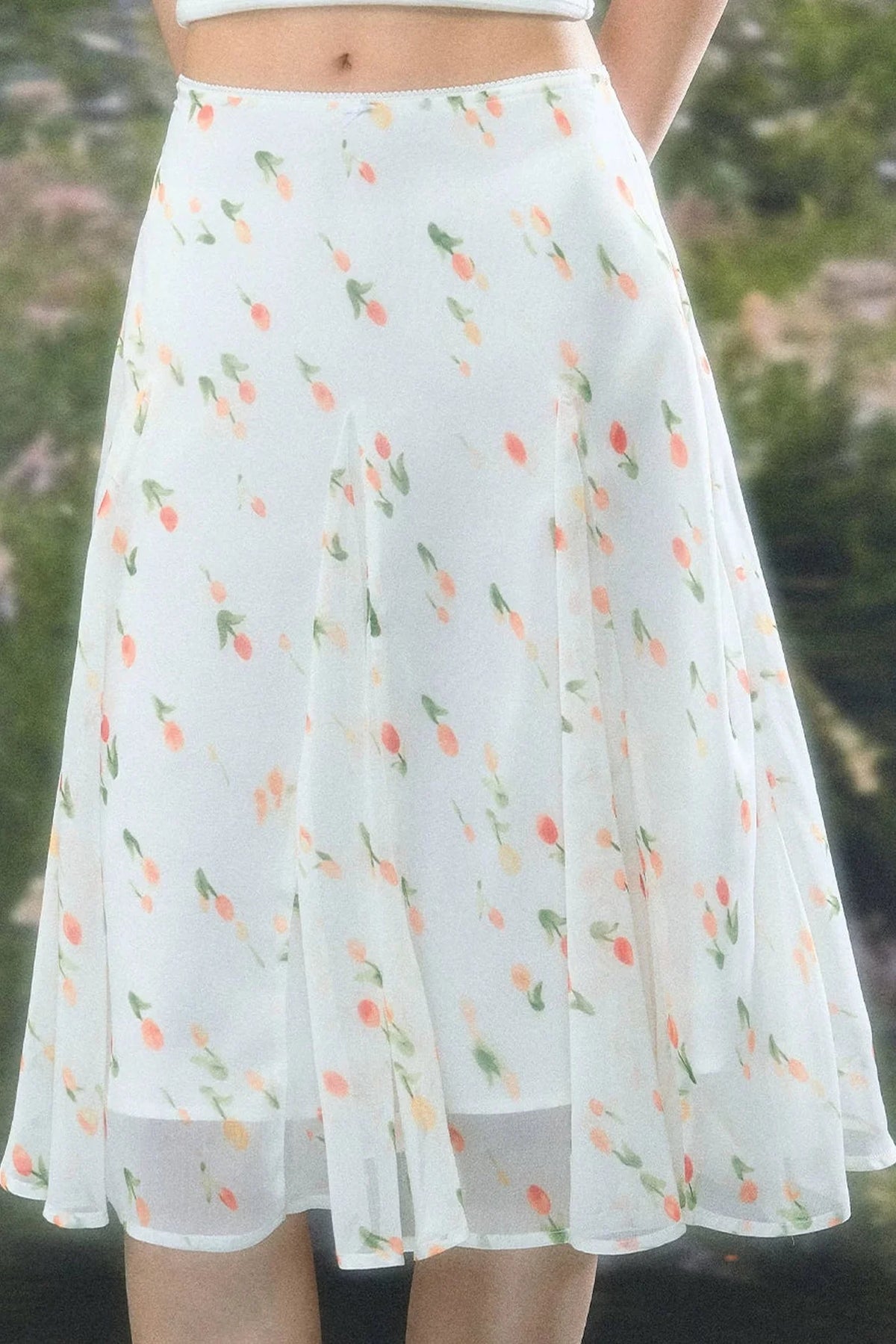 French Floral Chiffon Skirt