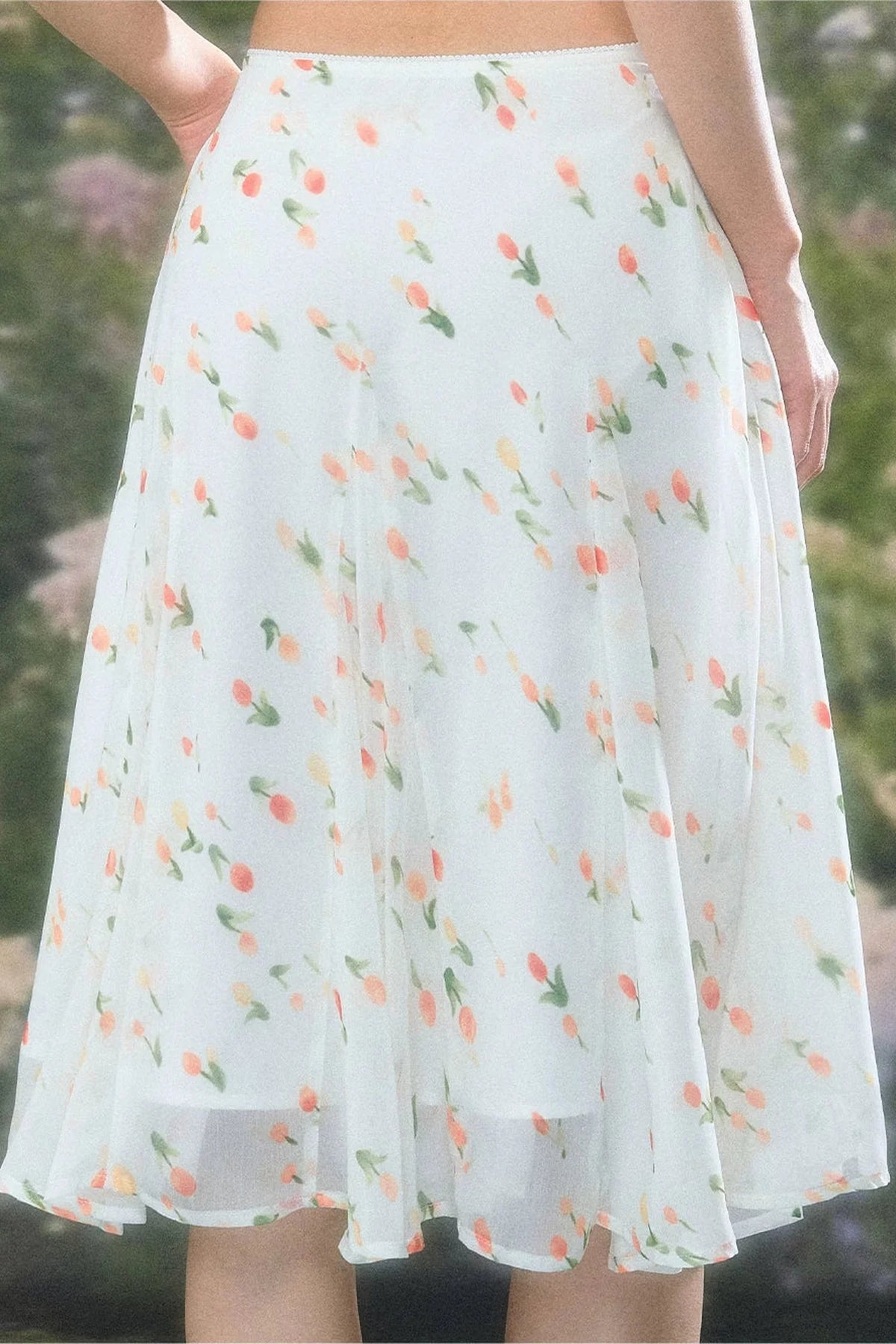 French Floral Chiffon Skirt