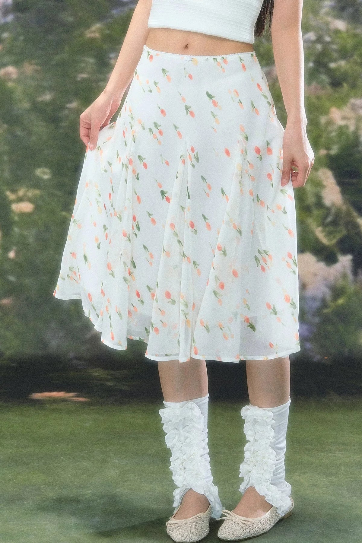 French Floral Chiffon Skirt