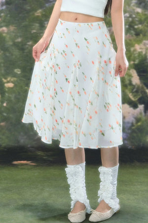 French Floral Chiffon Skirt