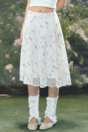 French Floral Chiffon Skirt