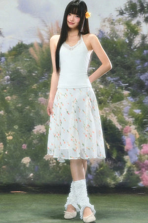 French Floral Chiffon Skirt
