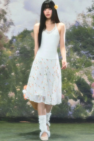 French Floral Chiffon Skirt