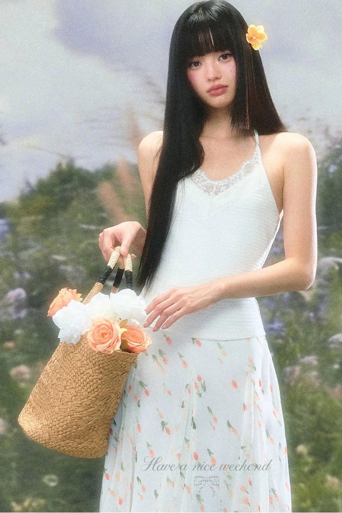 French Floral Chiffon Skirt