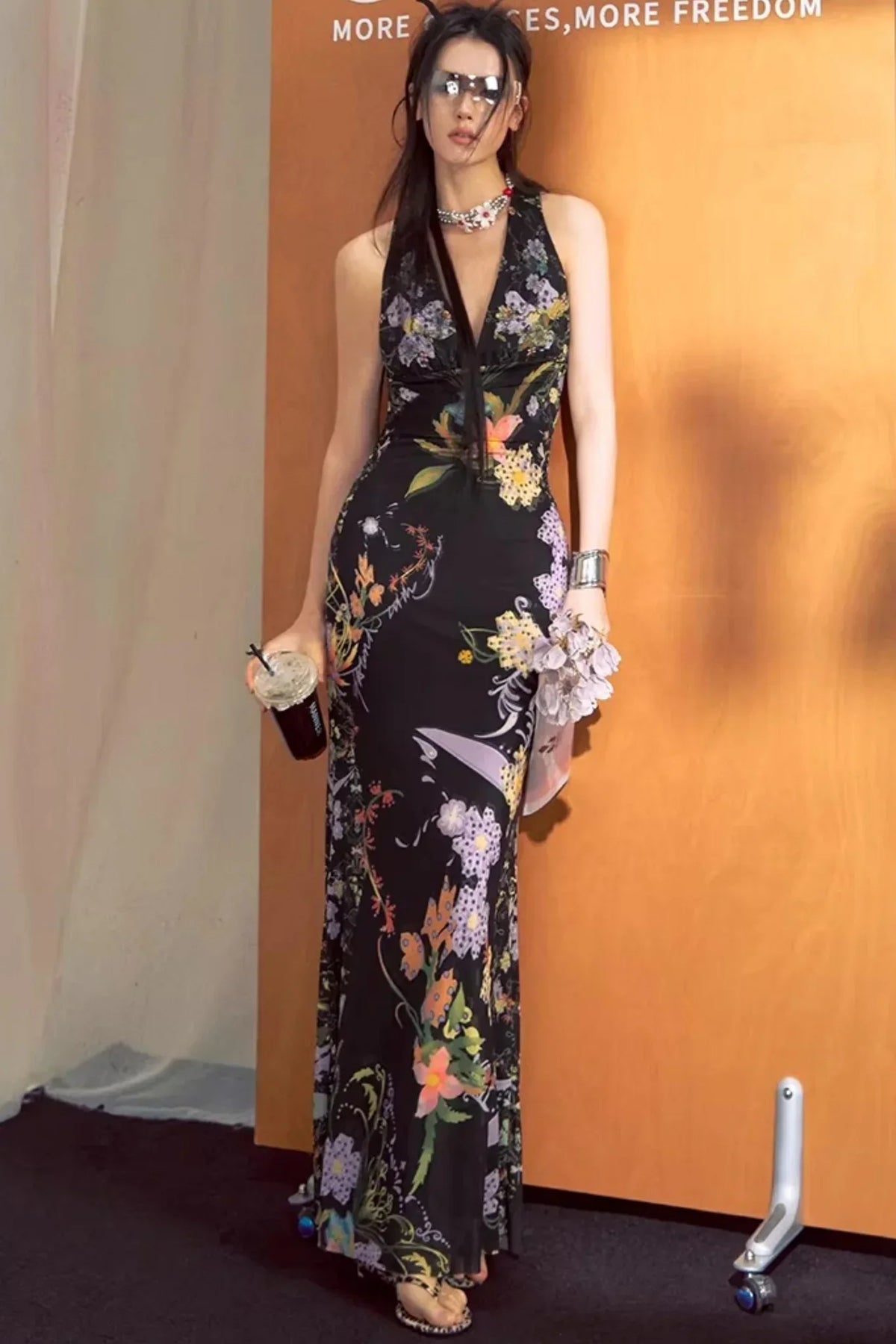 French Floral Fishtail Dress