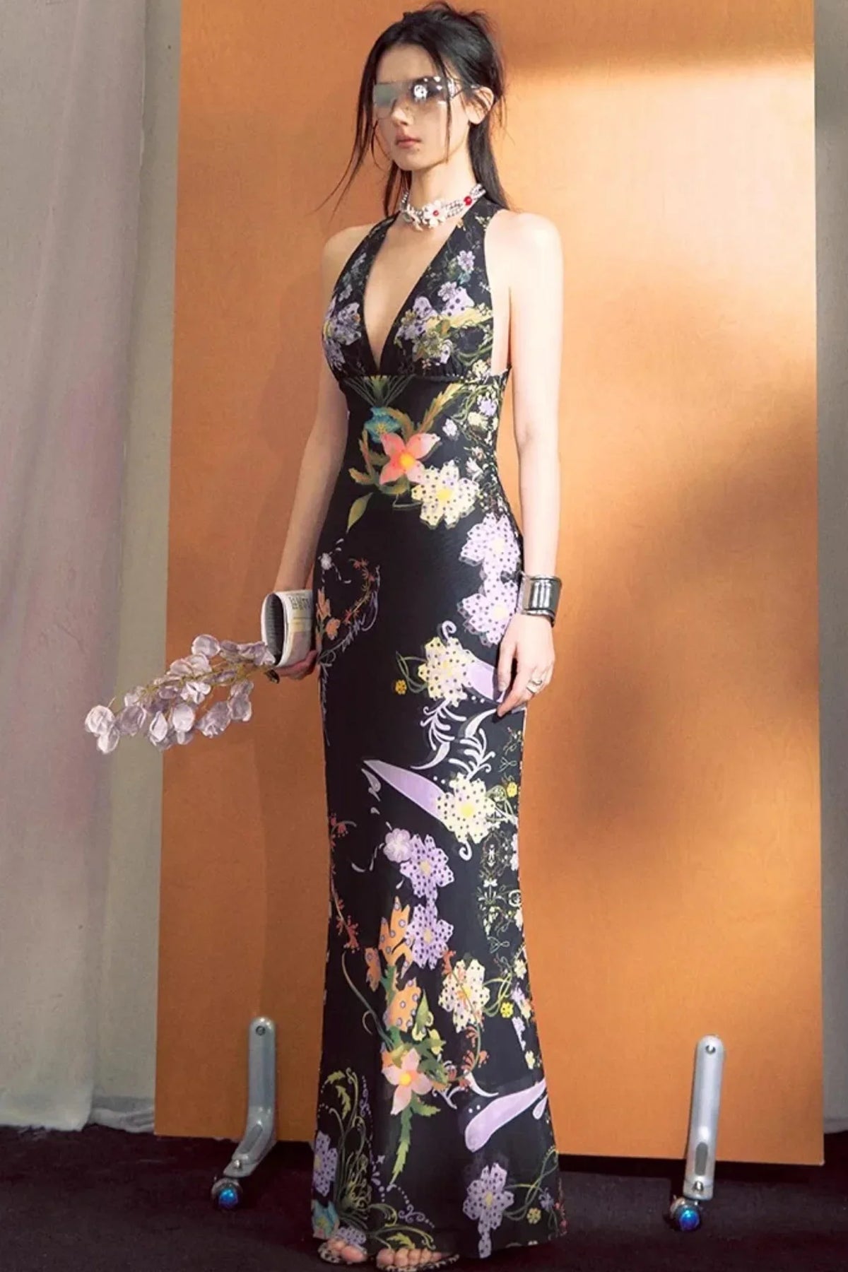 French Floral Fishtail Dress