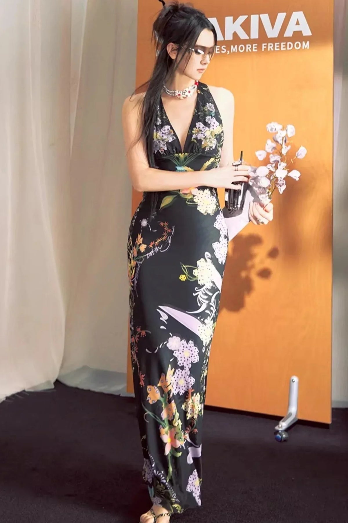 French Floral Fishtail Dress