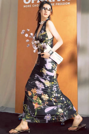 French Floral Fishtail Dress