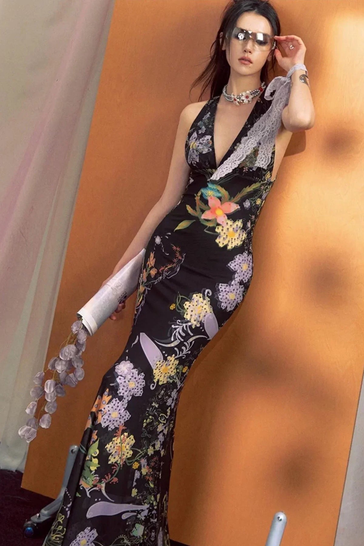 French Floral Fishtail Dress
