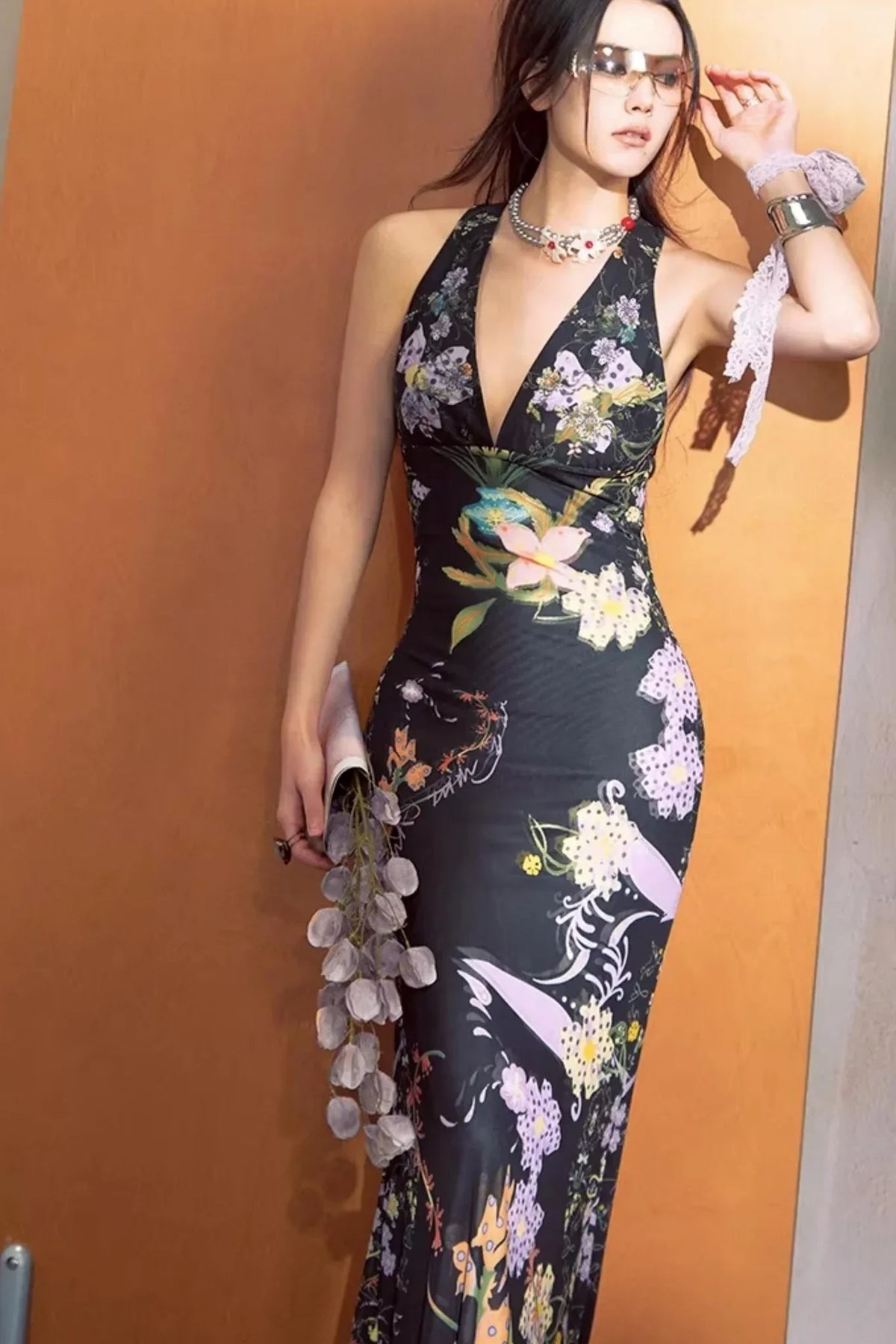 French Floral Fishtail Dress