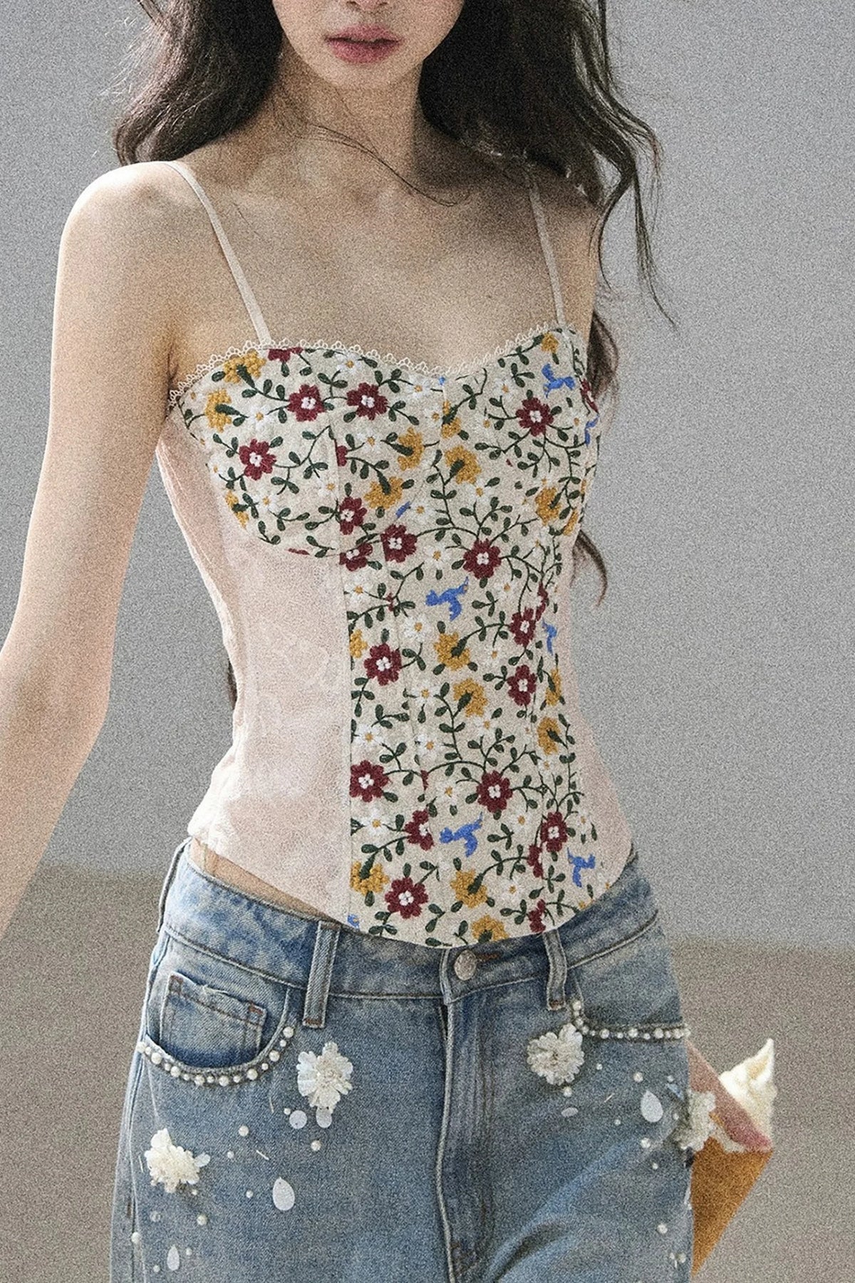 French Floral Lace Camisole Top