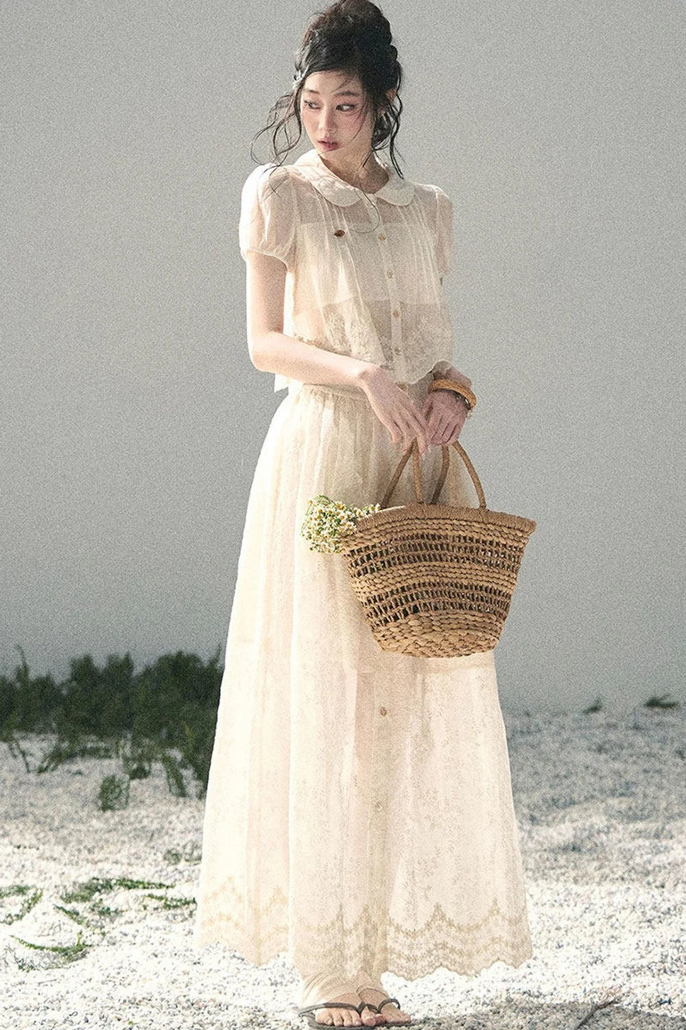 French Floral Lace Two-Piece Set-Up