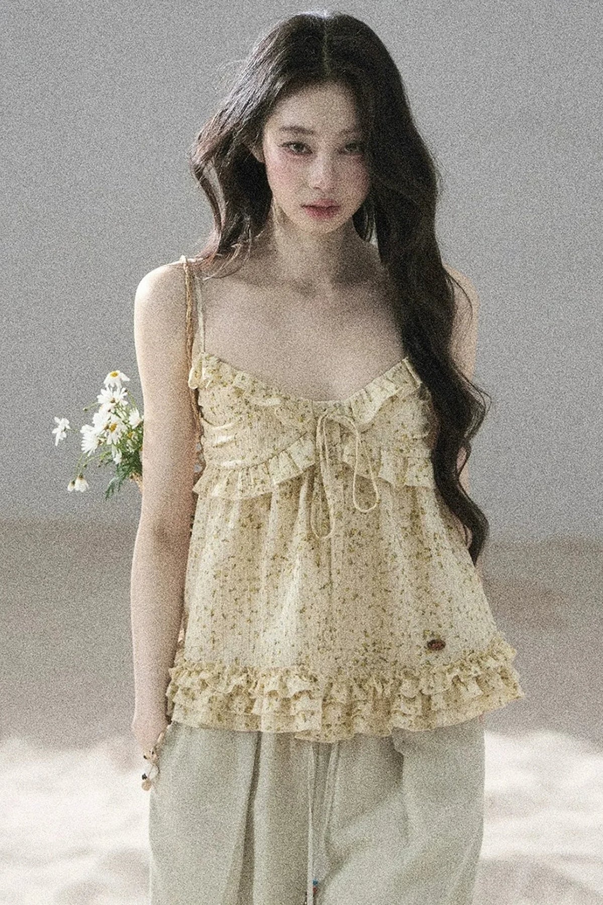 French Floral Ruffle Babydoll Top