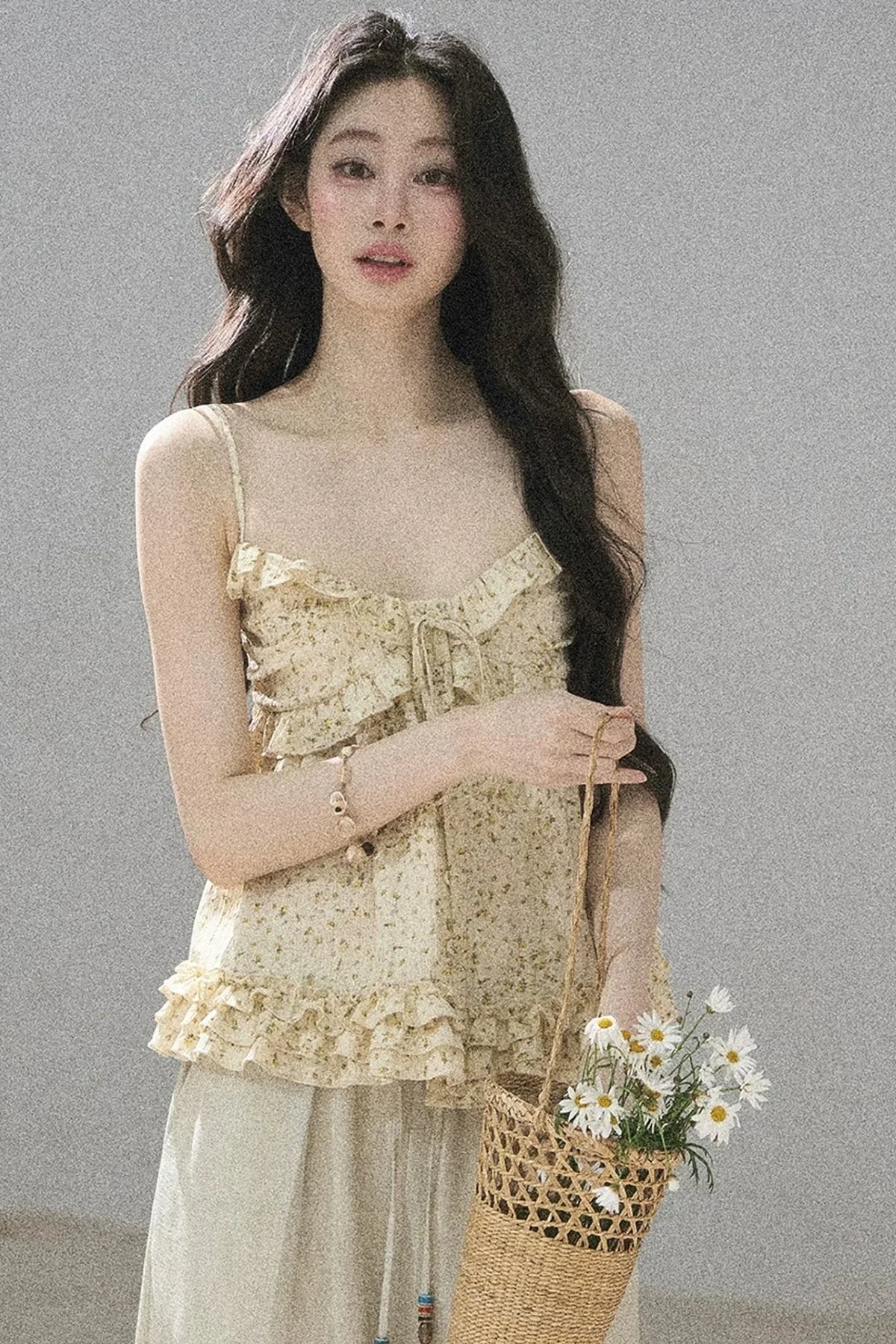 French Floral Ruffle Babydoll Top