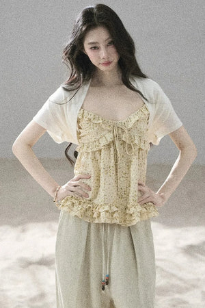 French Floral Ruffle Babydoll Top