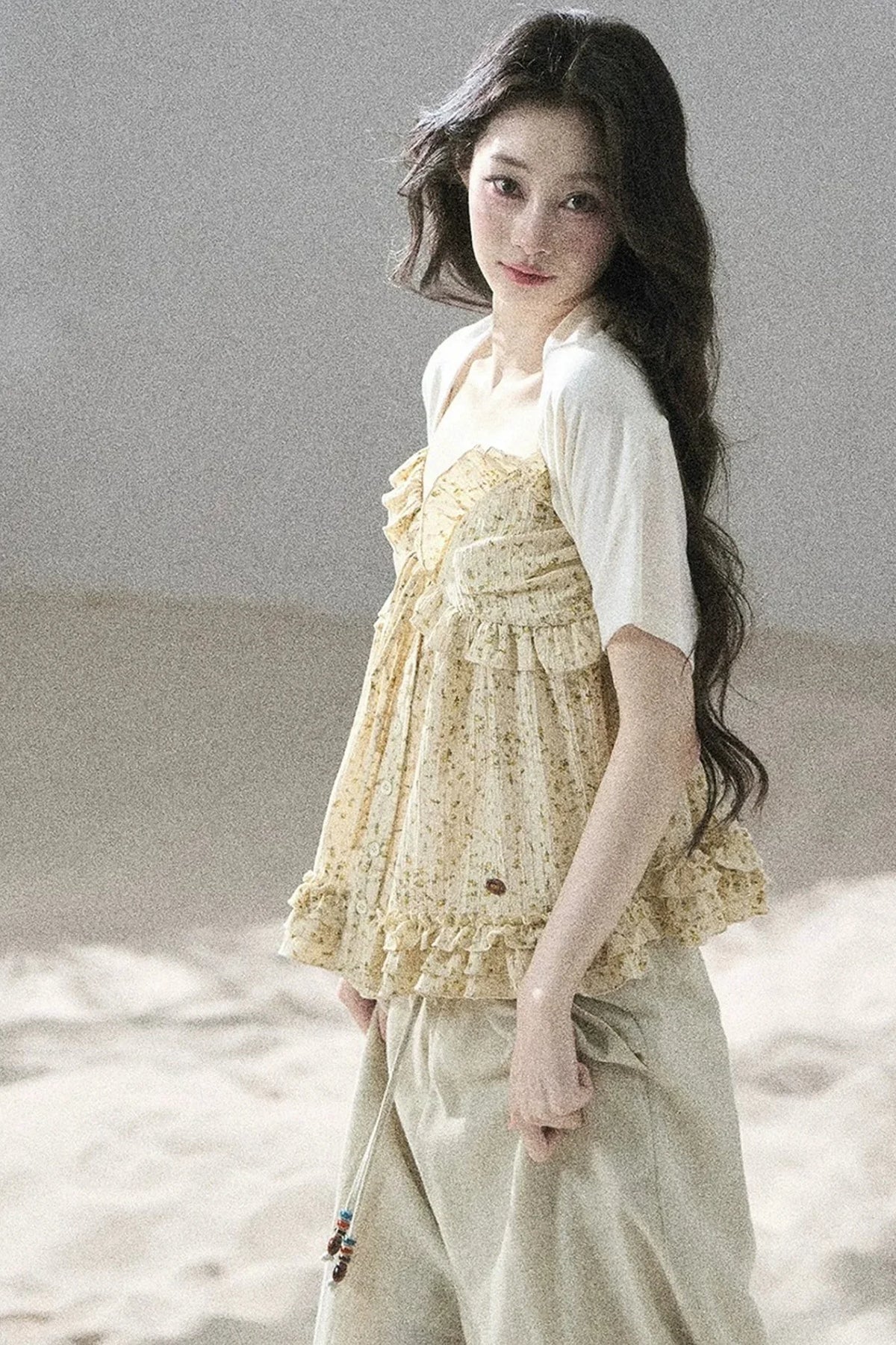 French Floral Ruffle Babydoll Top