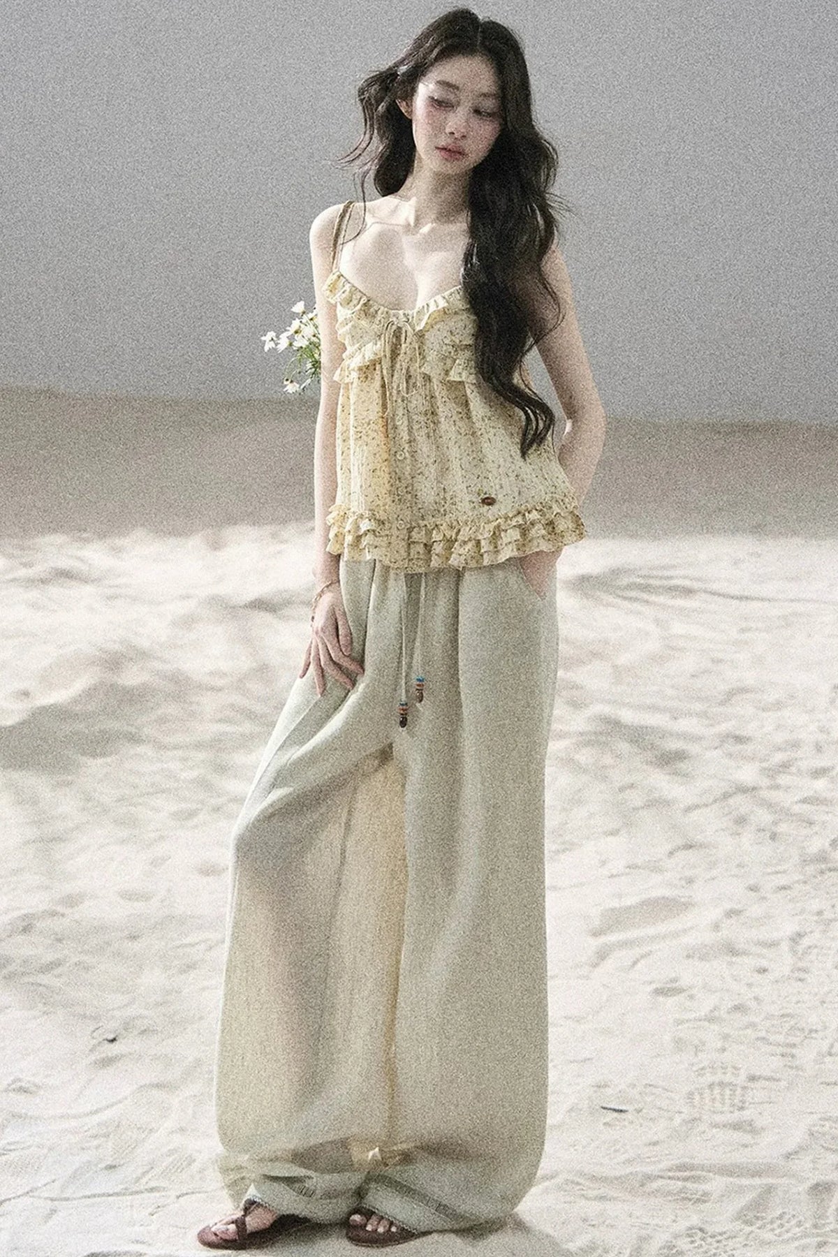 French Floral Ruffle Babydoll Top