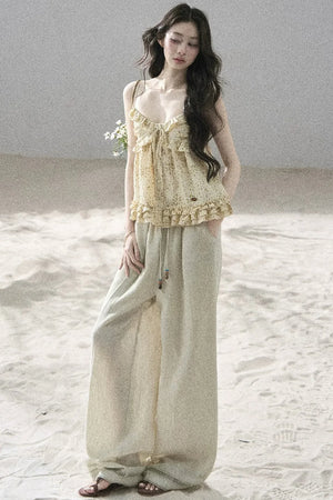 French Floral Ruffle Babydoll Top
