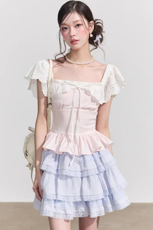French Floral Ruffle Blouse
