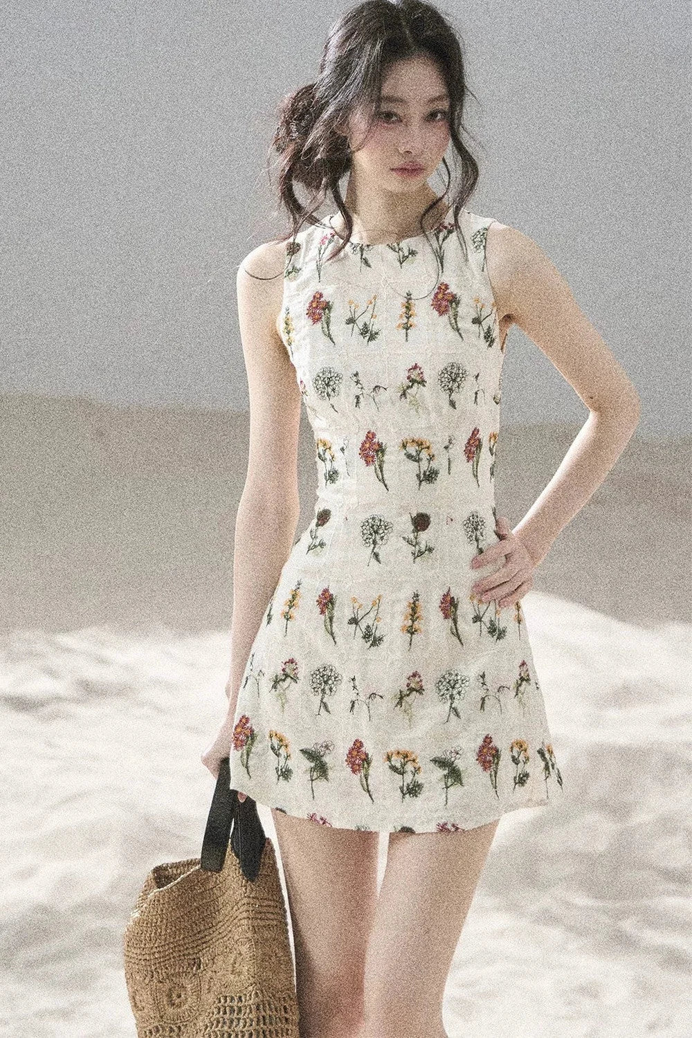 French Floral Waist Dress