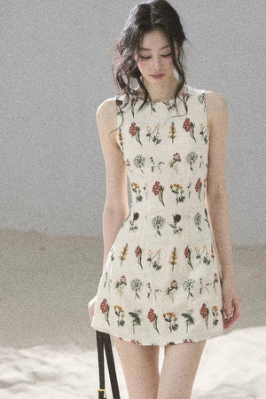 French Floral Waist Dress