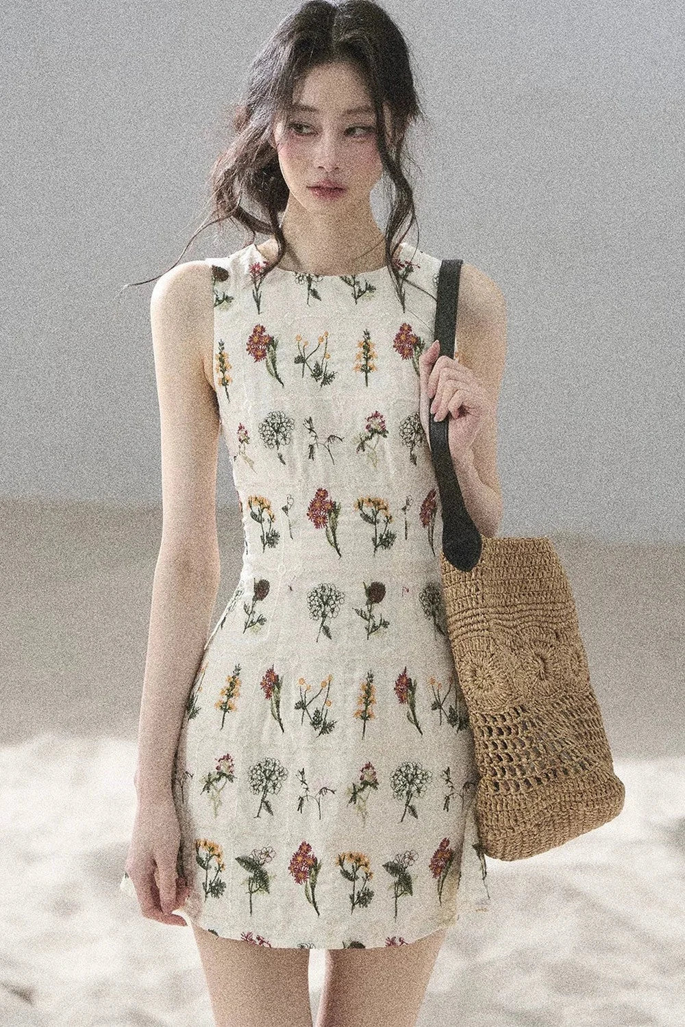 French Floral Waist Dress