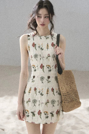 French Floral Waist Dress