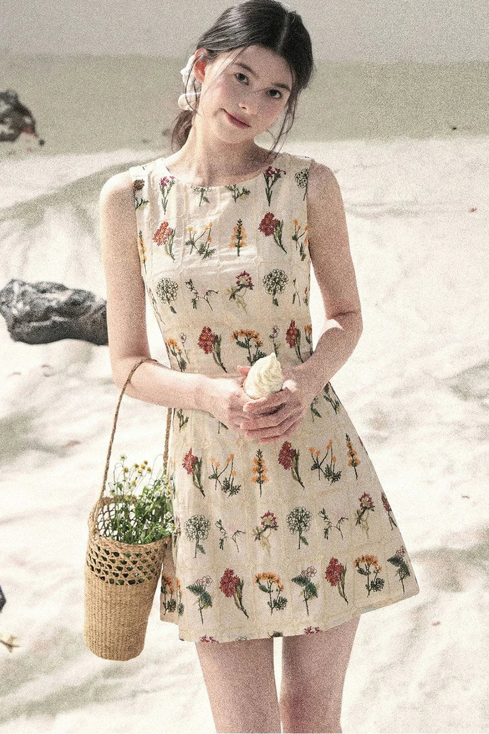French Floral Waist Dress