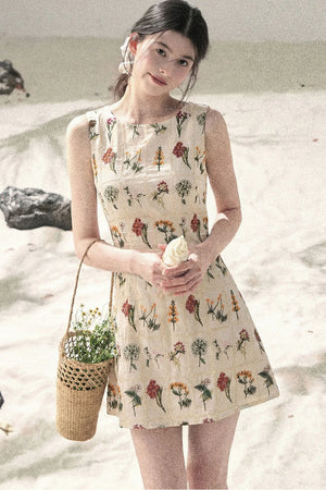 French Floral Waist Dress