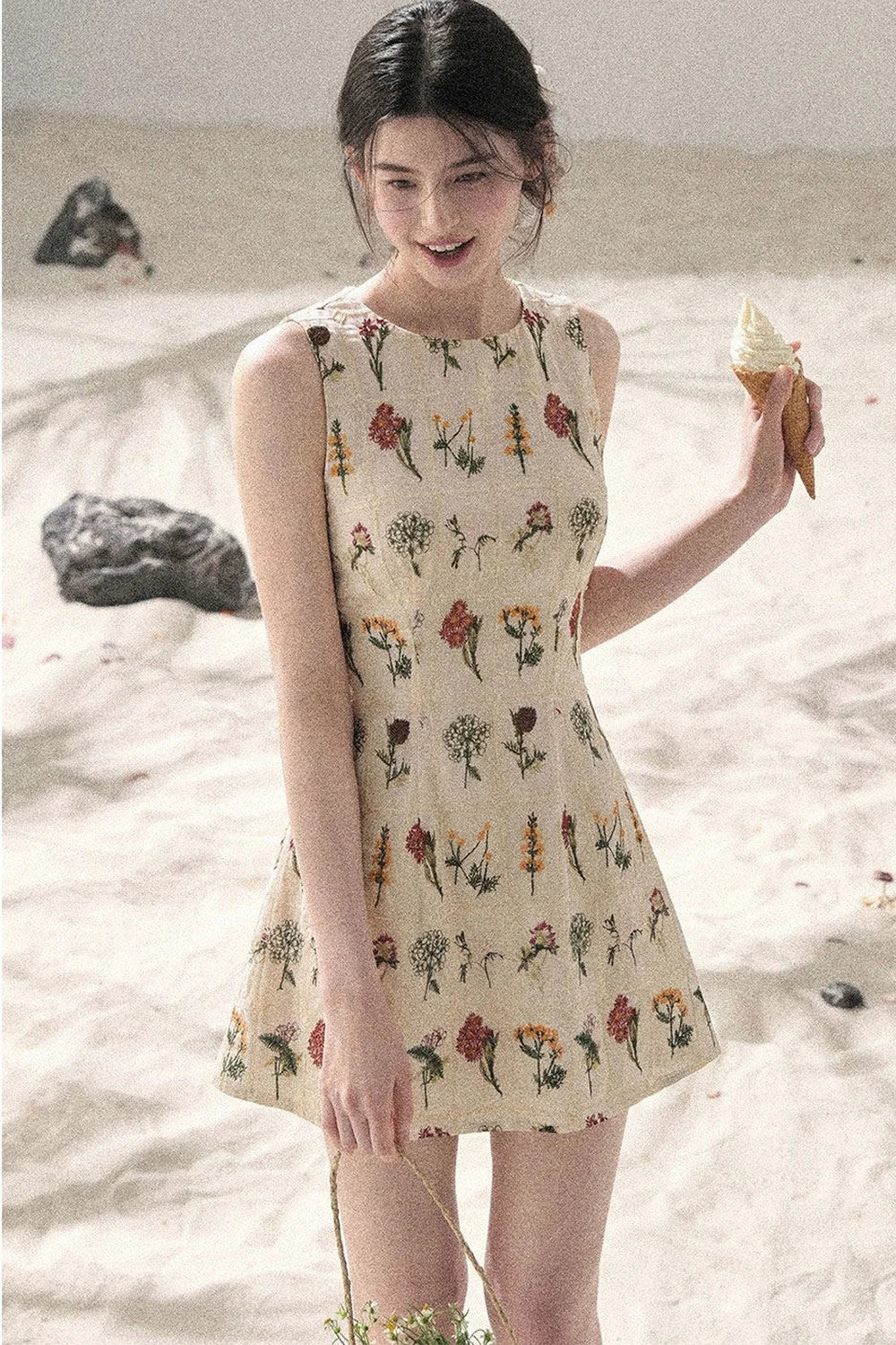 French Floral Waist Dress
