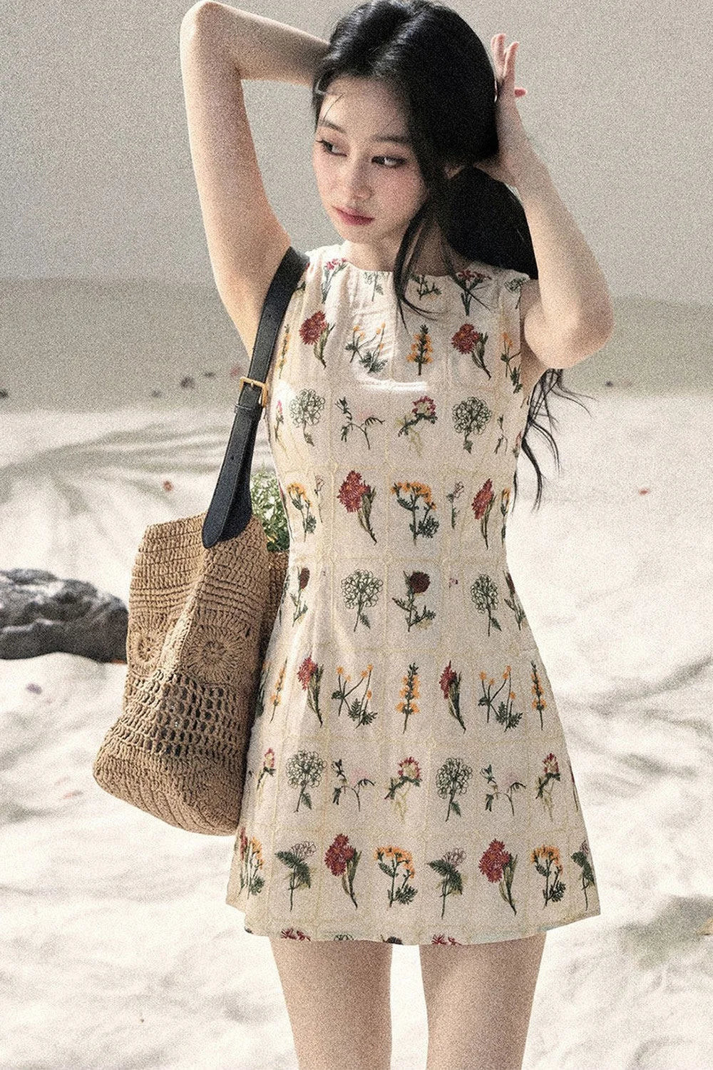 French Floral Waist Dress