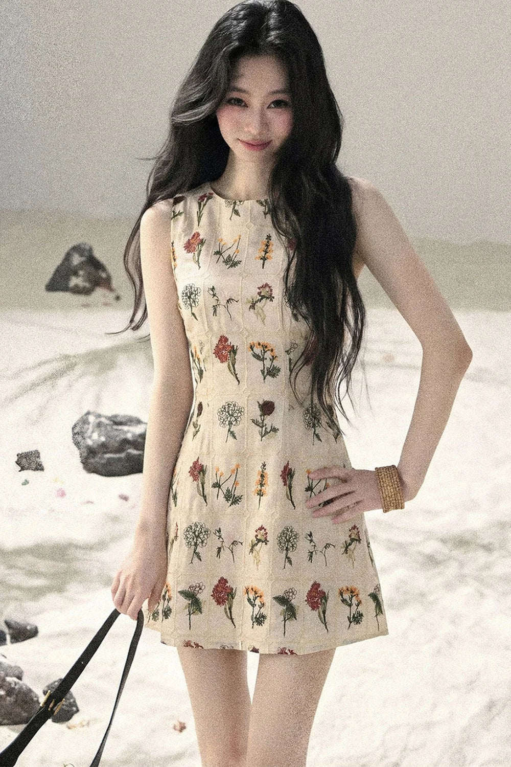 French Floral Waist Dress