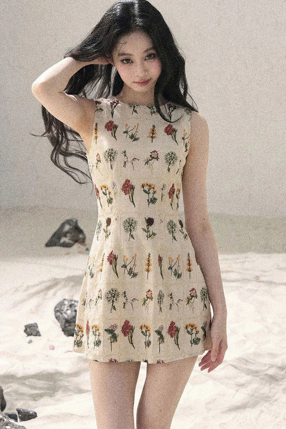 French Floral Waist Dress