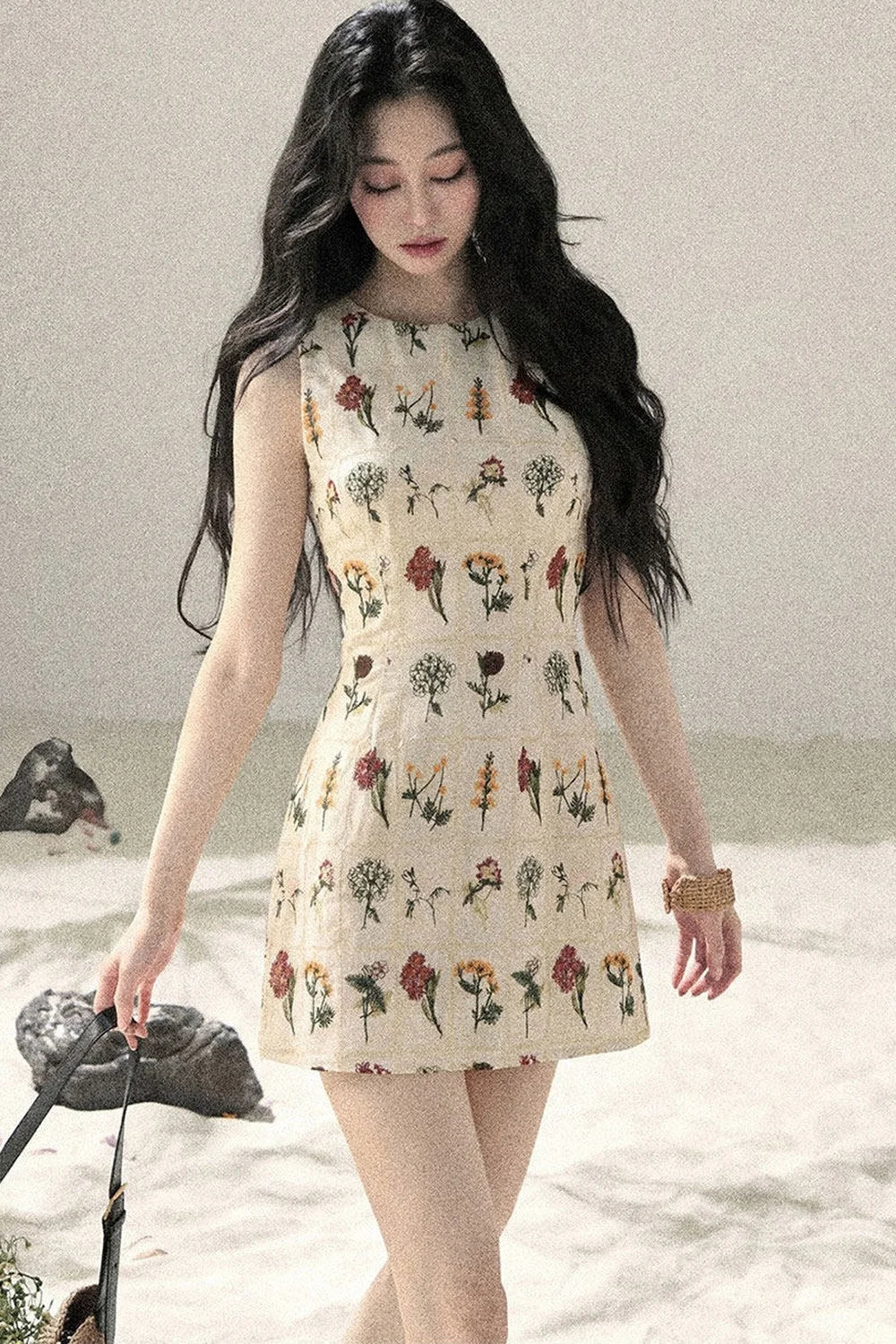 French Floral Waist Dress