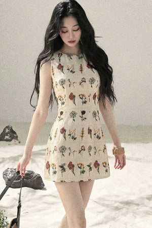 French Floral Waist Dress