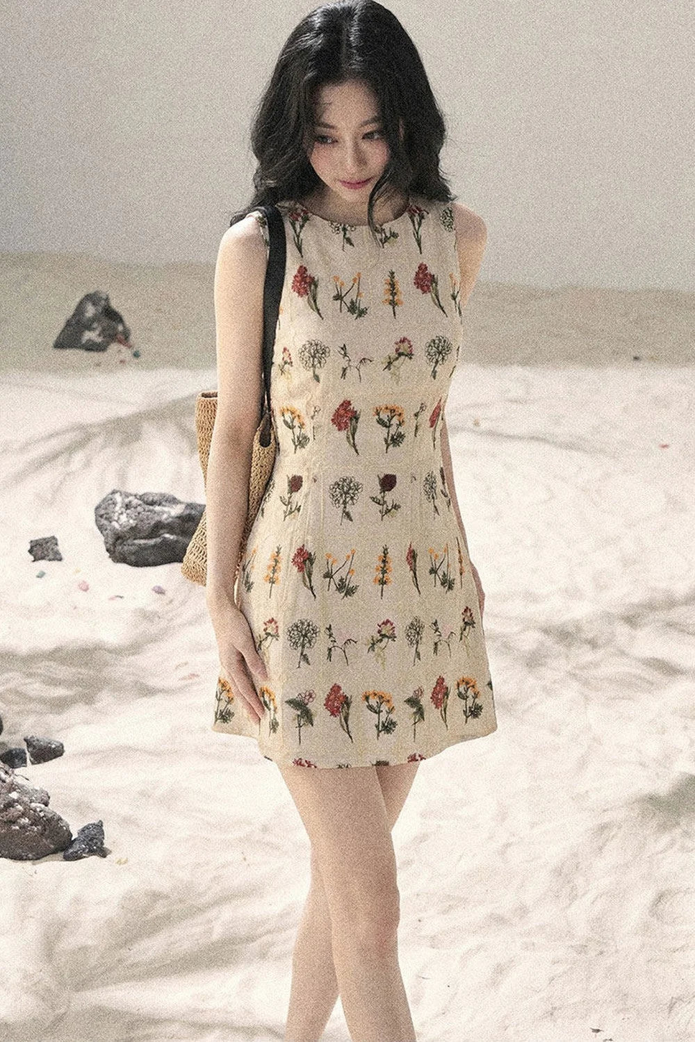 French Floral Waist Dress