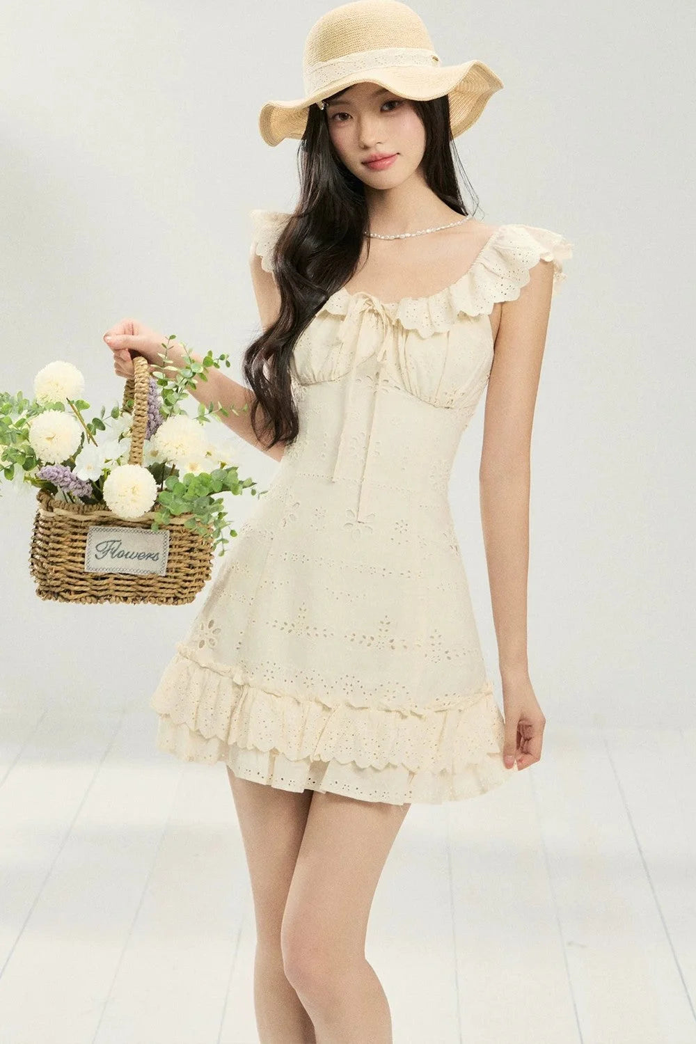 French Flutter Sleeve Ruffle Dress
