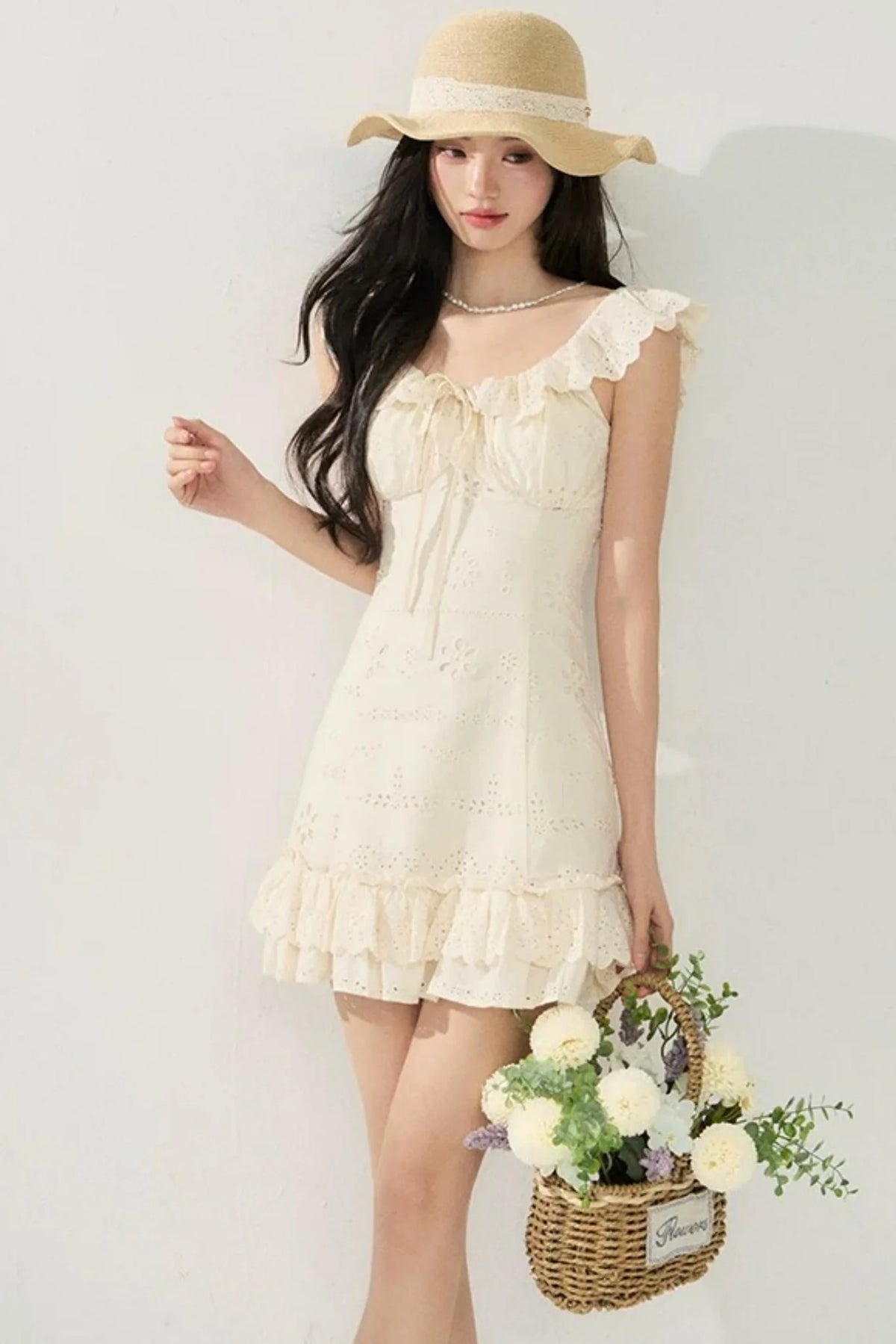 French Flutter Sleeve Ruffle Dress