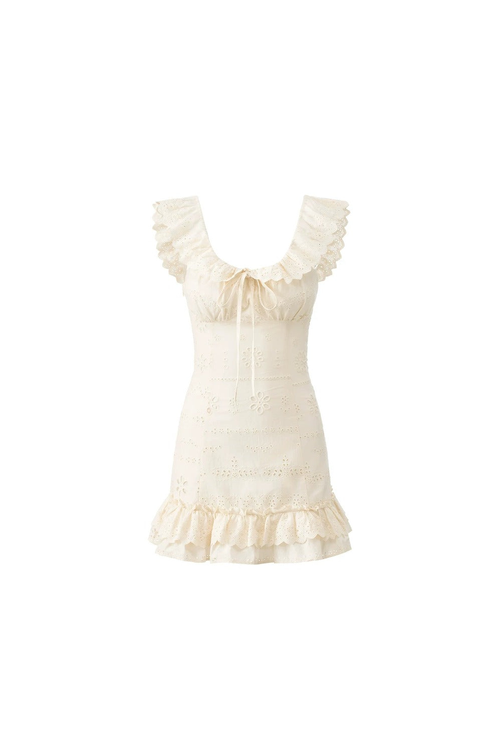 French Flutter Sleeve Ruffle Dress